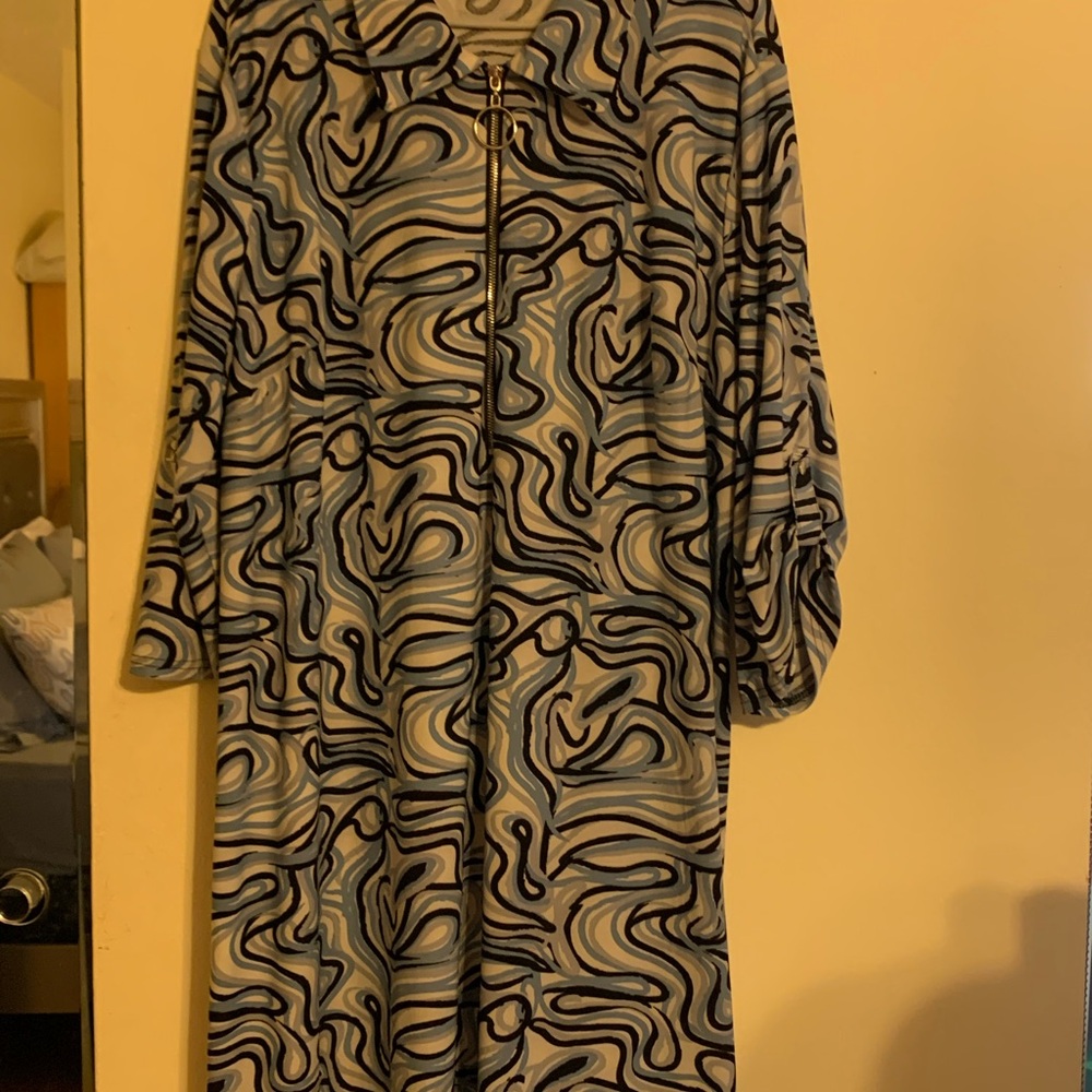 Mlle Gabrielle Swirl Pattern Long Sleeve Dress